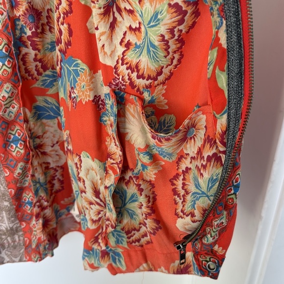 Free People Wildflower Bohemian Kimono Floral Print Front Zip Jacket XSMALL - Picture 10 of 13